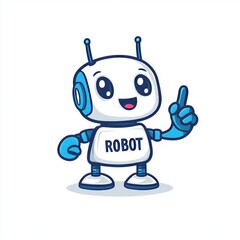 Wall Mural - Illustration of a cute blue robot mascot as a logo