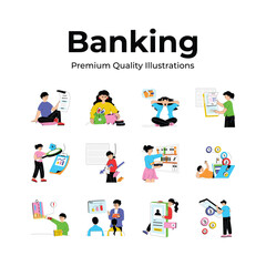 Wall Mural - collection of banking illustrations, ready for premium use