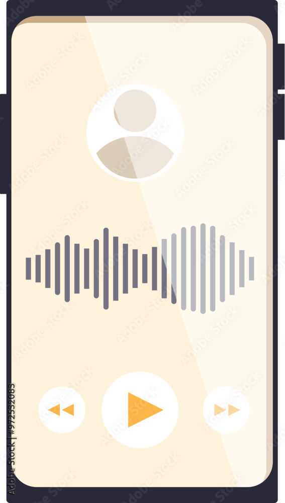 Modern mobile phone displaying an audio recording app interface, with ...