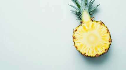 Wall Mural - A single slice of pineapple on a white background.