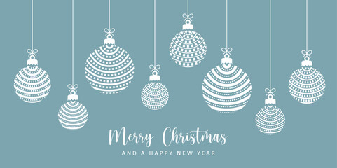 Wall Mural - christmas card with hanging ball decoration with circle pattern vector illustration