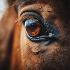 Canvas Print - Close-up of a horse's eye, showcasing intricate details and warm colors.