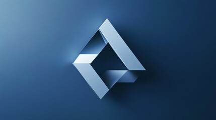 Wall Mural - A 3D rendering of a silver geometric shape against a blue background.