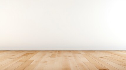 Poster - Empty room with wooden floor and white wall.