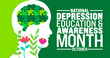 © Neelrong - National Depression Education and Awareness Month background or banner design template is observed every year in October. Holiday concept. Template for card, poster, placard, template. eps 10