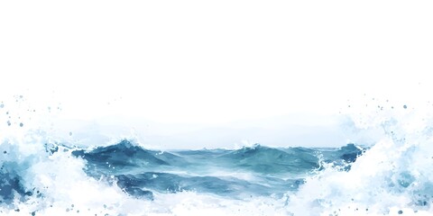 Sticker - Watercolor Ocean Waves Background