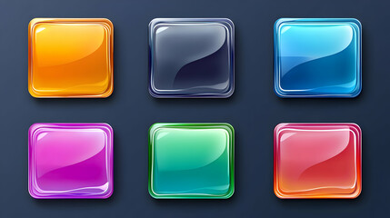 Colorful Glass Buttons Animation on Dark Background