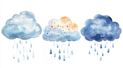 Wall Mural - Watercolor Rain Clouds.