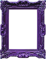 Wall Mural - isolated purple image frame empty antique ornaments with transparent background 1