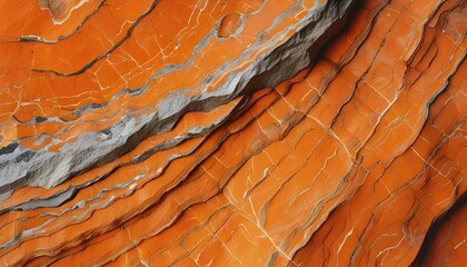 Wall Mural - Vibrant orange stone surface showcasing intricate patterns and natural depth