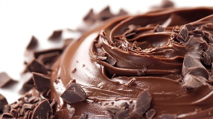 Delicious juicy chocolate dessert with chocolate icing, cream, on a white background. AI generation