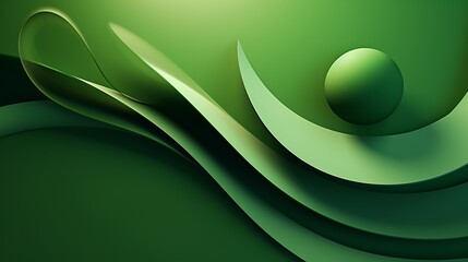 Abstract green design with flowing shapes and a circular element.