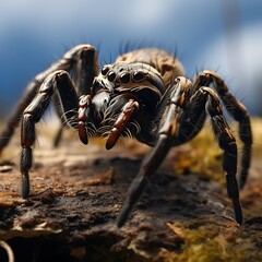 A spider, ultra-realistic, isolated on a plain background, showcasing intricate details.