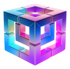 Wall Mural - png interlocked cube shape purple toy white background.