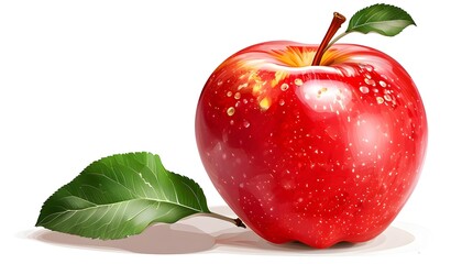 Canvas Print - vibrant red apple on a clean white background, featuring a detailed vector illustration