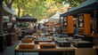 © I.Z.A - Vintage audio equipment displayed at an outdoor market.