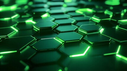 Technology comb hexagonal pattern green light geometric structure connection