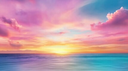 Wall Mural - A colorful sunset over the ocean with clouds in the sky, AI