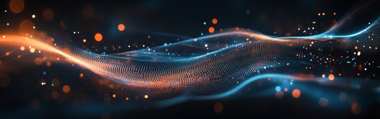 Leinwandbilder - A vibrant digital artwork depicting flowing patterns of light and color in a dark background, showcasing an abstract representation of energy
