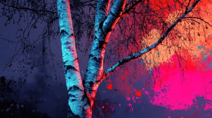 Wall Mural - Abstract Tree with Colorful Background