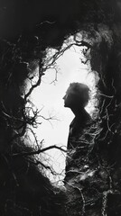 Wall Mural - Silhouette of a Man in a Forest