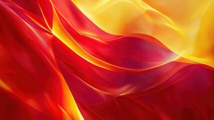 Poster - Vibrant flowing fabric in shades of red and gold resembling warm hues of Spain during sunset