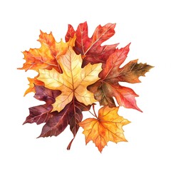 Canvas Print - Watercolor Autumn Leaves Fall Foliage Decoration Thanksgiving Design