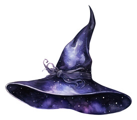 Canvas Print - PNG  Galaxy element of witch hat in Water color style star creativity lavender.