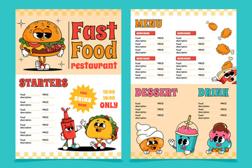 Wall Mural - Cool cartoon hand drawn food menu