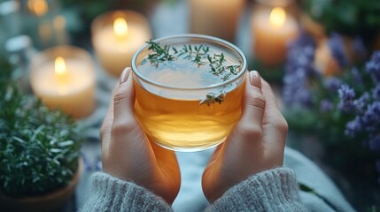 Wall Mural - Warm Herbal Tea in Cozy Setting