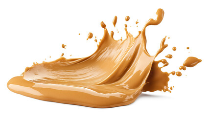 Wall Mural - one single peanut butter paste splash isolated on white background