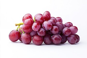 Fresh red grapes with water drops isolated on white