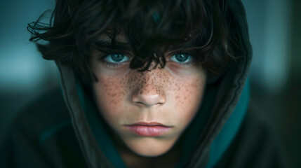 Poster - Young Teen Boy Feeling Lonely And Sad Street