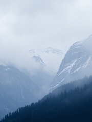 Poster - Misty mountain peaks in the distance