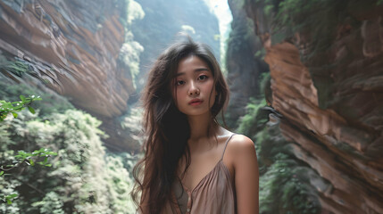 Sticker - Young Chinese Model Stunning Gorge