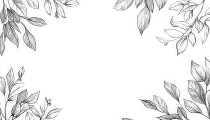 Poster - Black and White Leaves Border.