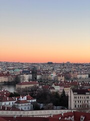 view of european city from the top of a hill on a sunny winter day atmosphere of calm