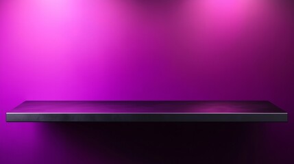 Black steel countertop shelf with spotlight and pink wall for product display promotion