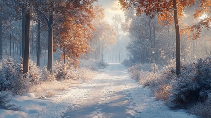 Sticker - Winter forests, with their quiet, snow-covered paths, offer a serene escape into natureâ€™s winter canvas, where every step feels like an adventure. 4K hyperrealistic.