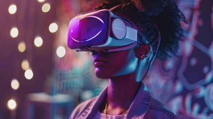 Aufkleber - A woman wearing a virtual reality headset