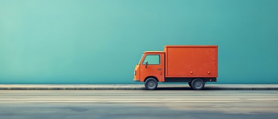 Orange Truck Driving on Road