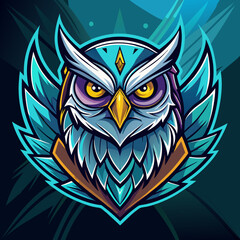 Wall Mural - Night bird owl mascot esport game logo illustration for sport game team