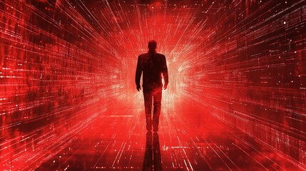 Wall Mural - Red Sci-Fi Matrix Poster Photo Effect Mockup