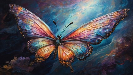 a butterfly on a background of colorful