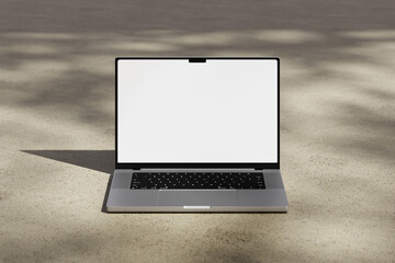 Wall Mural - opened macbook pro laptop with blank white screen
