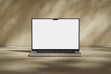Wall Mural - opened macbook pro laptop with blank white screen