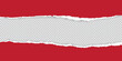 © Mariquita vector - Torn red paper sheet with ripped edges on transparent background. Scrapbook edge, notebook tear, blank page split vector illustration. Damaged letter, document mockup, newspaper cutout.