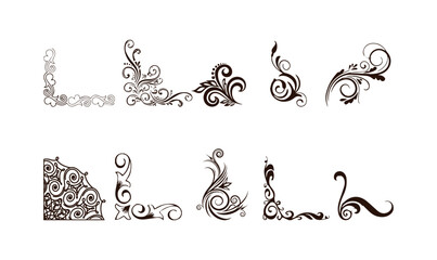 Wall Mural - decorative corner floral ornament.floral corner design. swirl ornament isolated on white background 