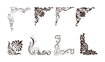 Wall Mural - decorative corner floral ornament.floral corner design. swirl ornament isolated on white background 