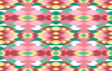 Canvas Print - Design Textile ikat wave abstract geometric ikat, design ikat vector for background, wallpaper, carpet, wrapping, fabric, textile fashion wearing.